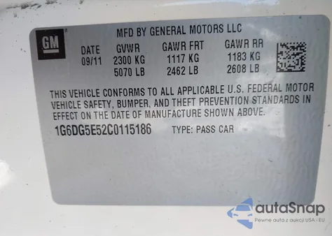 2012 Cadillac Cts Luxury из США, поврежденный, VIN 1G6DG5E52C0115186